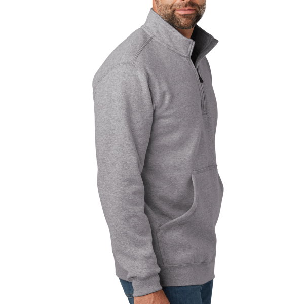 Carhartt Midweight 1/4 Zip Mock Neck Sweatshirt, Heather Grey, Right Sleeve view