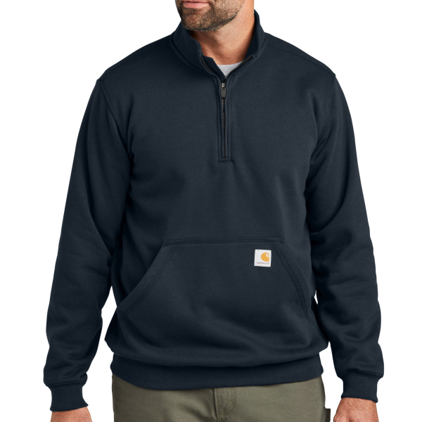 Carhartt Midweight 1/4 Zip Mock Neck Sweatshirt, New Navy, Front view