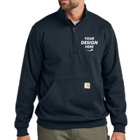 Carhartt Midweight 1/4 Zip Mock Neck Sweatshirt, New Navy, Front view, Mockup