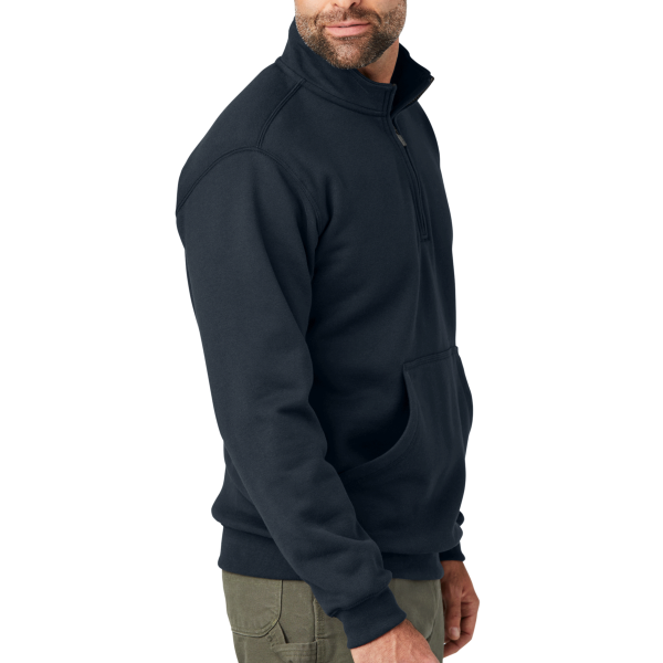 Carhartt Midweight 1/4 Zip Mock Neck Sweatshirt, New Navy, Right Sleeve view