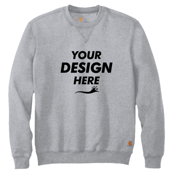 Carhartt Midweight Crewneck Sweatshirt, Heather Grey, Front view, Mockup