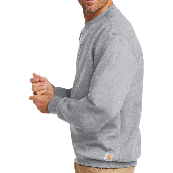 Carhartt Midweight Crewneck Sweatshirt, Heather Grey, Left Sleeve view