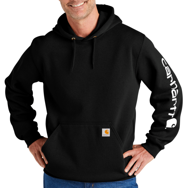Carhartt Midweight Hooded Logo Sweatshirt, Black, Front view