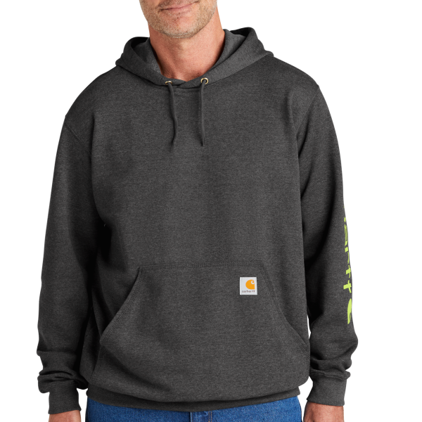 Carhartt Midweight Hooded Logo Sweatshirt, Carbon Heather, Front view