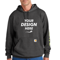 Carhartt Midweight Hooded Logo Sweatshirt, Carbon Heather, Front view, Mockup