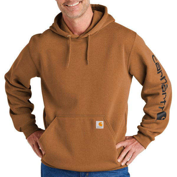 Carhartt Midweight Hooded Logo Sweatshirt, Carhartt Brown, Front view
