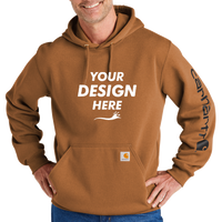 Carhartt Midweight Hooded Logo Sweatshirt, Carhartt Brown, Front view, Mockup