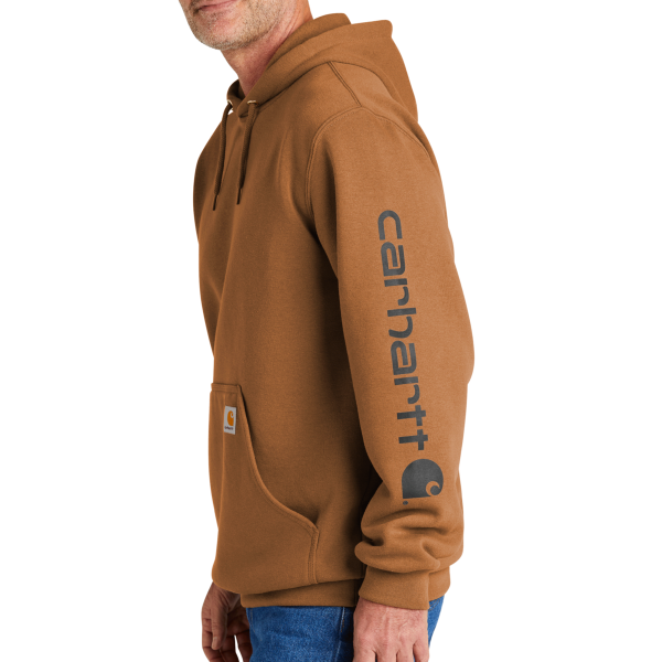 Carhartt Midweight Hooded Logo Sweatshirt, Carhartt Brown, Left Sleeve view
