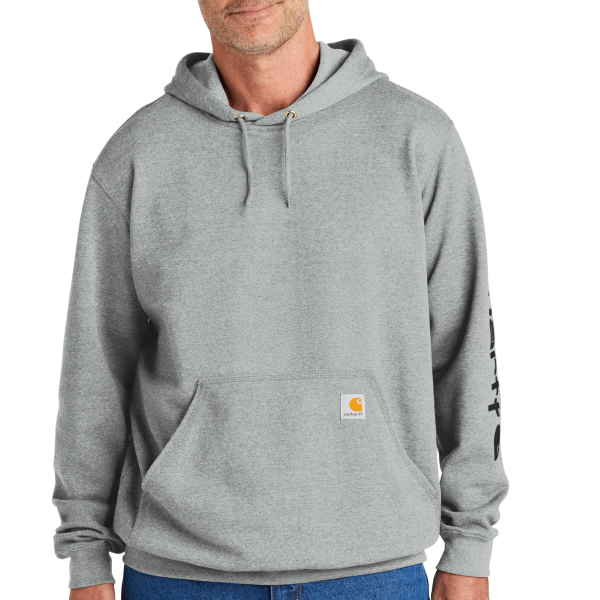 Carhartt Midweight Hooded Logo Sweatshirt, Heather Grey, Front view