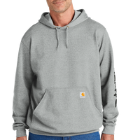 Carhartt Midweight Hooded Logo Sweatshirt, Heather Grey, Front view
