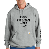 Carhartt Midweight Hooded Logo Sweatshirt, Heather Grey, Front view, Mockup