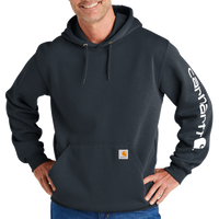 Carhartt Midweight Hooded Logo Sweatshirt, New Navy, Front view