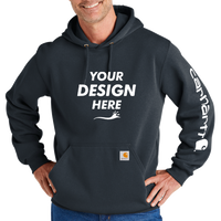 Carhartt Midweight Hooded Logo Sweatshirt, New Navy, Front view, Mockup