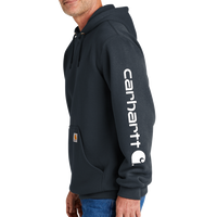 Carhartt Midweight Hooded Logo Sweatshirt, New Navy, Left Sleeve view