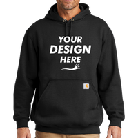 Carhartt Midweight Hooded Sweatshirt, Black, Front view, Mockup