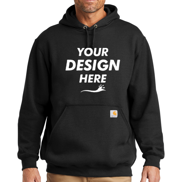 Carhartt Midweight Hooded Sweatshirt, Black, Front view, Mockup