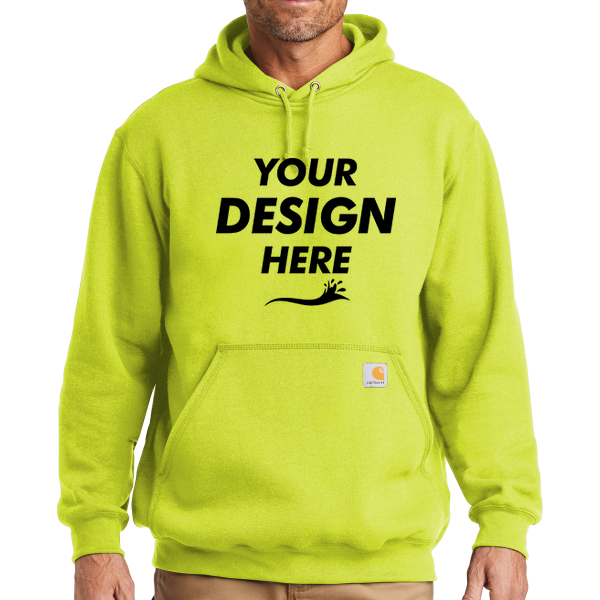 Carhartt Midweight Hooded Sweatshirt, Brite Lime, Front view, Mockup