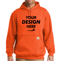 Carhartt Midweight Hooded Sweatshirt, Brite Orange, Front view, Mockup