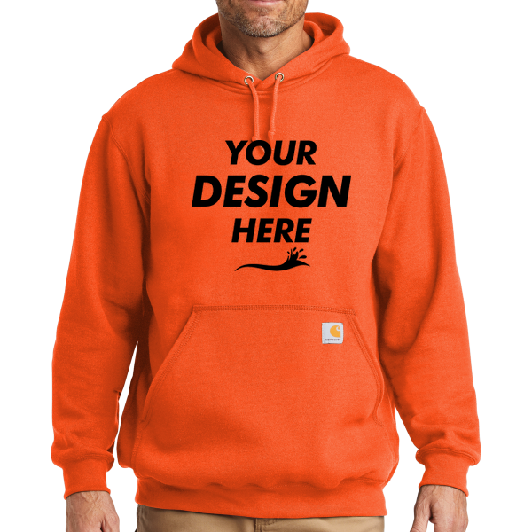 Carhartt Midweight Hooded Sweatshirt, Brite Orange, Front view, Mockup