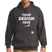 Carhartt Midweight Hooded Sweatshirt, Carbon Heather, Front view, Mockup