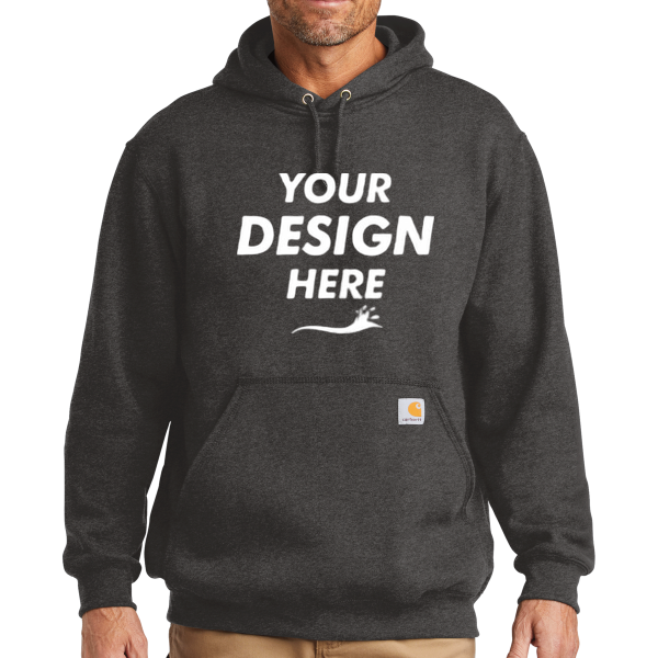 Carhartt Midweight Hooded Sweatshirt, Carbon Heather, Front view, Mockup