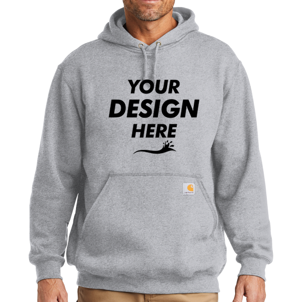 Carhartt Midweight Hooded Sweatshirt, Heather Grey, Front view, Mockup
