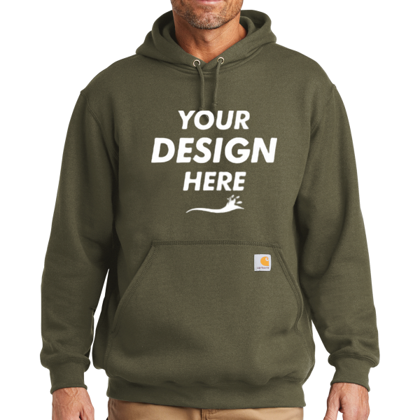 Carhartt Midweight Hooded Sweatshirt, Moss, Front view, Mockup