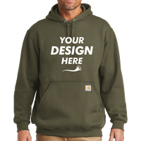 Carhartt Midweight Hooded Sweatshirt, Moss, Front view, Mockup