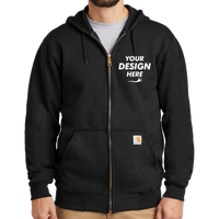Carhartt Midweight Hooded Zip Front Sweatshirt, Black, Front view, Mockup