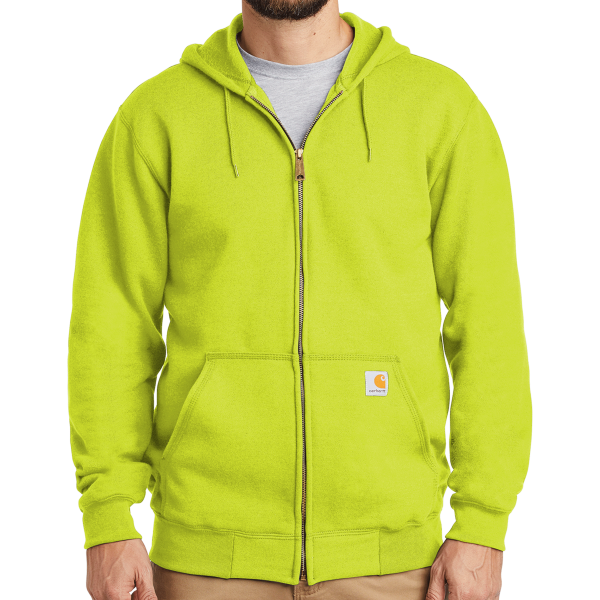 Carhartt Midweight Hooded Zip Front Sweatshirt, Brite Lime, Front view