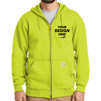 Carhartt Midweight Hooded Zip Front Sweatshirt, Brite Lime, Front view, Mockup