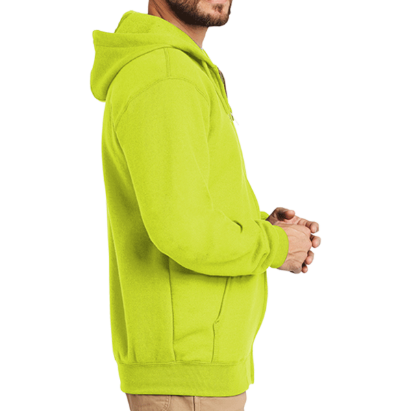Carhartt Midweight Hooded Zip Front Sweatshirt, Brite Lime, Right Sleeve view