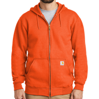 Carhartt Midweight Hooded Zip Front Sweatshirt, Brite Orange, Front view