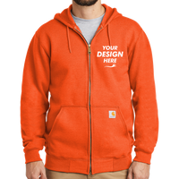 Carhartt Midweight Hooded Zip Front Sweatshirt, Brite Orange, Front view, Mockup