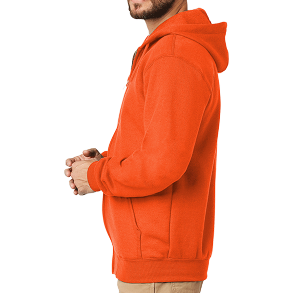 Carhartt Midweight Hooded Zip Front Sweatshirt, Brite Orange, Left Sleeve view