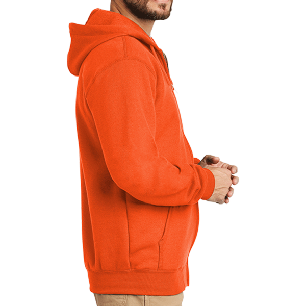 Carhartt Midweight Hooded Zip Front Sweatshirt, Brite Orange, Right Sleeve view