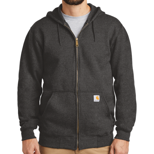Carhartt Midweight Hooded Zip Front Sweatshirt, Carbon Heather, Front view