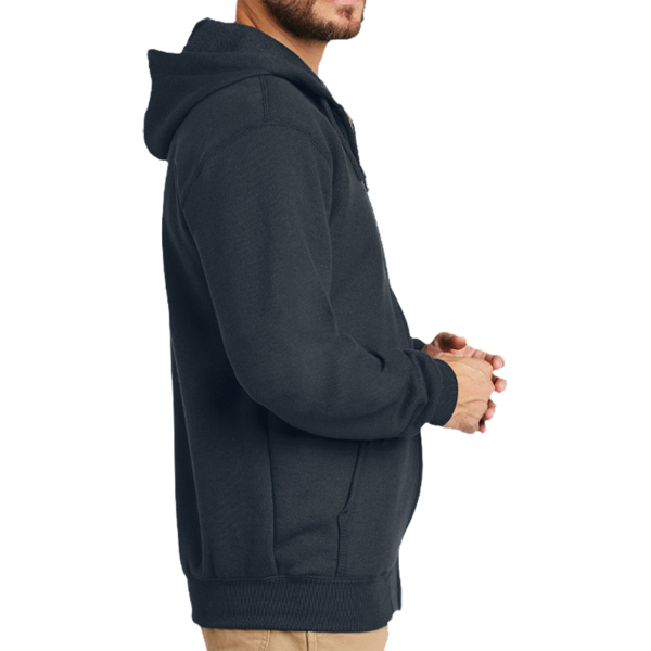 Carhartt Midweight Hooded Zip Front Sweatshirt, New Navy, Right Sleeve view