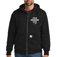 Carhartt Midweight Thermal Lined Full Zip Sweatshirt, Black, Front view, Mockup