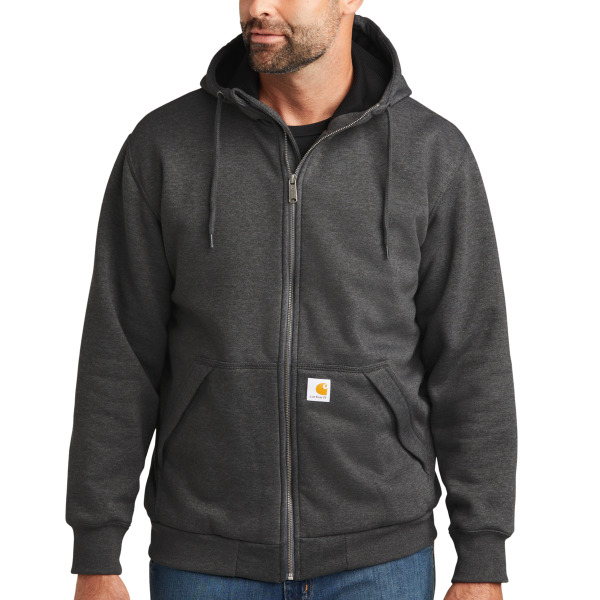 Carhartt Midweight Thermal Lined Full Zip Sweatshirt, Carbon Heather, Front view