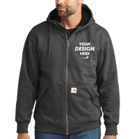 Carhartt Midweight Thermal Lined Full Zip Sweatshirt, Carbon Heather, Front view, Mockup