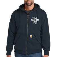 Carhartt Midweight Thermal Lined Full Zip Sweatshirt, New Navy, Front view, Mockup