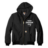 Carhartt Quilted Flanne Lined Duck Active Jac, Black, Front view, Mockup