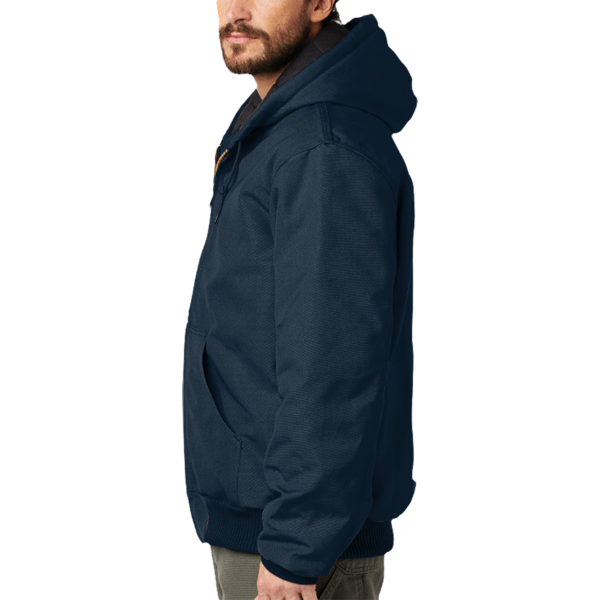 Carhartt Quilted Flanne Lined Duck Active Jac, Dark Navy, Left Sleeve view