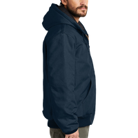 Carhartt Quilted Flanne Lined Duck Active Jac, Dark Navy, Right Sleeve view