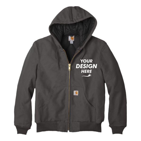 Carhartt Quilted Flanne Lined Duck Active Jac, Gravel, Front view, Mockup