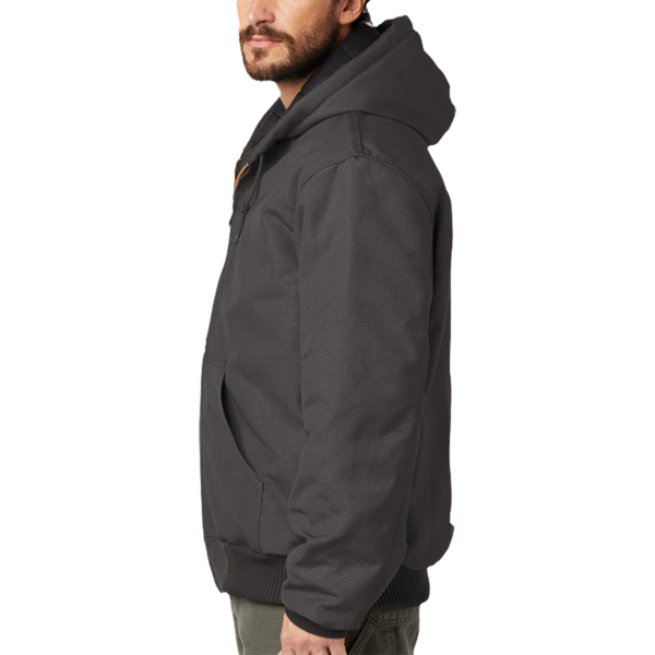 Carhartt Quilted Flanne Lined Duck Active Jac, Gravel, Left Sleeve view