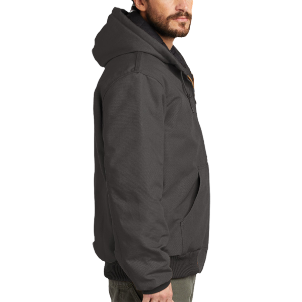 Carhartt Quilted Flanne Lined Duck Active Jac, Gravel, Right Sleeve view