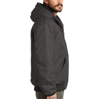 Carhartt Quilted Flanne Lined Duck Active Jac, Gravel, Right Sleeve view