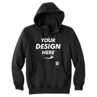 Carhartt Rain Defender ® Paxton Heavyweight Hooded Zip Mock Sweatshirt, Black, Front view, Mockup